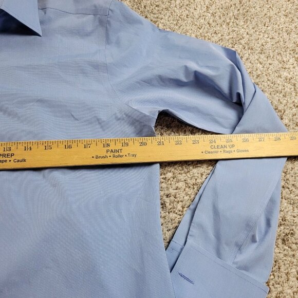 Brooks Brothers Dress Shirt Mens 15 34 Blue Button Up Regent French Cuff Flaw* - Picture 5 of 8